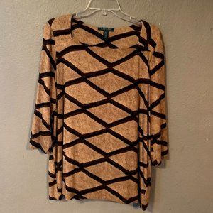 RALPH LAUREN 2X Viscose Print 3/4 Sleeve Blouse